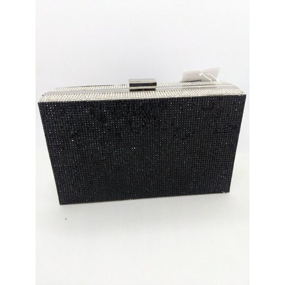 SONDRA ROBERTS crystal embellished rectangular box clutch minaudiere - BLACK - Picture 5 of 10
